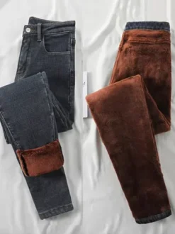 Denim Casual Fleece Loose Jeans -Zolucky Sales Store 899e136b4b41eb54c607781df2013ca8