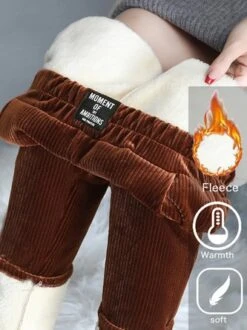 Tight Pocket Stitching Corduroy Fleece Casual Pants