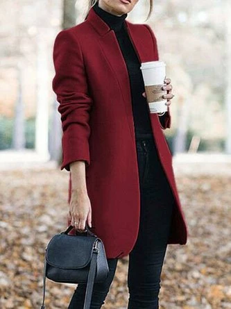 Loose Plain Casual H-Line Long Sleeve Winter Long Sleeve Coat 2 Loose Plain Casual H-Line Long Sleeve Winter Long Sleeve Coat - Image 2