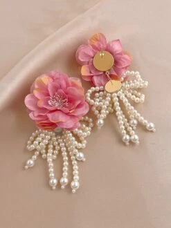 Elegant Flower Imitation Pearl Bowknot Party And Wedding Dangle Earrings -Zolucky Sales Store 8a25b0346b302388725595940b93651f