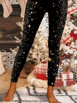 Christmas Print Casual Jersey Tight Leggings -Zolucky Sales Store 8a5881c775bd27605dd3040ec289f745