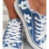 Women's Lily Graphic Print Denim Lace-Up Sneakers
