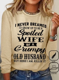 Plus Size Text Letters Casual T-Shirt