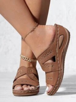 Floral Embroidered Cutout Boho Casual Wedge Slides -Zolucky Sales Store 8ab166f48db0a3e2454710f18916e3c3