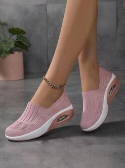 Breathable Air Cushion Platform Slip On Flyknit Sneakers -Zolucky Sales Store 8ad13379f6e360118b8f4c1c8b73fdb1