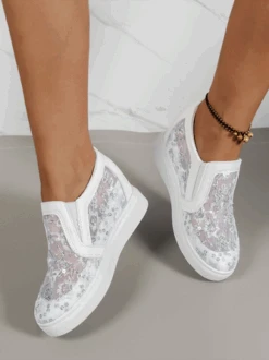 Sequins Floral Embroidered Lace Paneled Slip-On Wedge Shoes -Zolucky Sales Store 8af7d9e0c032d7f9f141e8cd5bd7cc84