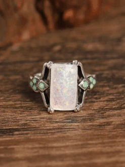Vintage White Opal Ancient Silver Ring -Zolucky Sales Store 8b1abef3b31cff80ba009cfdae25aa63