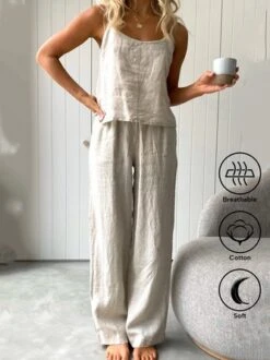 Casual Cotton And Linen Two-Piece Set