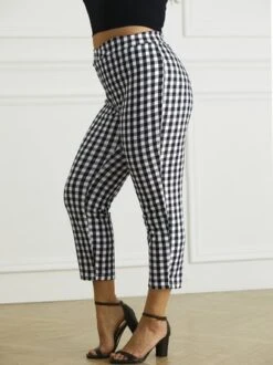 Plus Size Plaid Tight Casual Jersey Leggings -Zolucky Sales Store 8b86984760ab110e1f32bf351fad2927