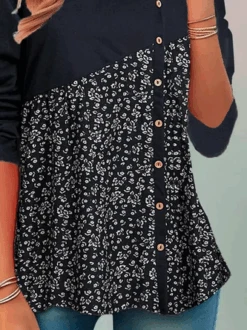 Plus Size Crew Neck Casual Buttoned Floral T-Shirt 5 Plus Size Crew Neck Casual Buttoned Floral T-Shirt -Zolucky Sales Store 8b91a41849f6ae80c90b2647bfb8fc89