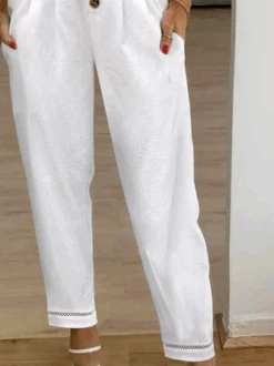 Buckle Cotton Casual Plain Patchwork Lace Pants -Zolucky Sales Store 8ba6c87280ef5c0a0836a0624b1b8ddd