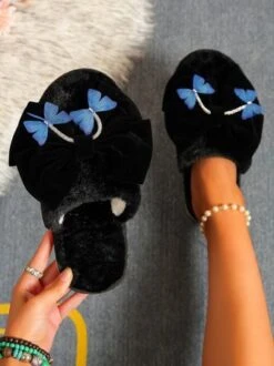 Casual Butterfly Bowknot Fleece Toe-covered Slippers 22 Casual Butterfly Bowknot Fleece Toe-covered Slippers -Zolucky Sales Store 8c5cdffcc8979c04e8fa91340f5ecb75