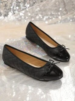 Casual Bow Decor Color Block Quilted Ballet Flats -Zolucky Sales Store 8c75ac532c548f9b85a4eec5257f465b
