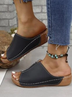 Casual Wedge Heel Summer Slide Sandals -Zolucky Sales Store 8c7d99be48daf77edc0a002a9d324ac9