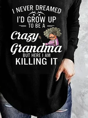 Letters Long Sleeve V Neck Casual Tunic T-Shirt 3 Letters Long Sleeve V Neck Casual Tunic T-Shirt - Image 3