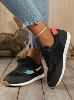 Casual Color Block Mesh Fabric Paneled Lace-Up Sneakers -Zolucky Sales Store 8cf921bfbea5471b8fdbe4862638d89e 1698039606253