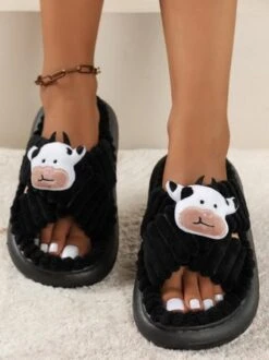 Casual Cartoon Cow Warmth Cross Strap Slippers -Zolucky Sales Store 8d6bc61eb15b4ca08ea4369037c411f0 1694401073491