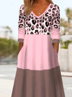 Pocket Stitching Cotton Casual Contrast Stitching Dress -Zolucky Sales Store 8d7d0140f94d76e725020b5ba840c738