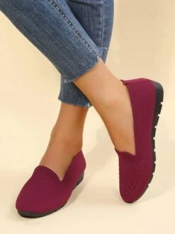 Women Casual Ribbed Fly-knit Fabric Slip On Shoes -Zolucky Sales Store 8dac8038564e2d7a1dbffbbcba828671