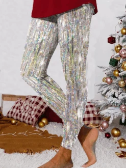 Abstract Diamond Print Jersey Casual Tight Leggings