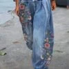 Floral-Print Casual Shift Jeans
