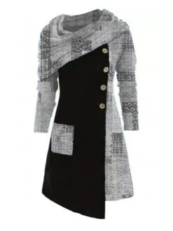 Cowl Neck Casual Cotton Knitting Dress -Zolucky Sales Store 90238a138a7de60e11180b01c5fb91b5