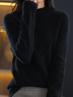 Casual Plain Half Turtleneck Yarn/Wool Yarn Sweater -Zolucky Sales Store 91108f0077a4b8ccdc37a99151c0b835