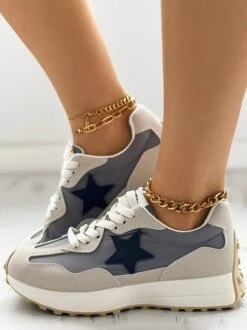 Color Block Casual Pu Chunky Trainers -Zolucky Sales Store 91c4086a2c704adfd07af07d4192d720