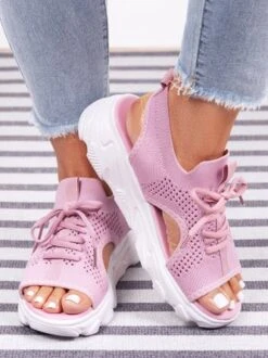 Breathable Hollow Out Lace Up Front Slip On Sports Sandals -Zolucky Sales Store 920499bc7314b1e7e01ea35ca4ed5f28