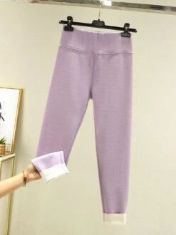 Knitted Winter Fleece High Elasticity Tight Plain Warmth Daily Casual Leggings -Zolucky Sales Store 925be2ddbde0d466f0ed3c89a7ec3b4d