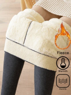 Plain Fleece Casual Tight Leggings