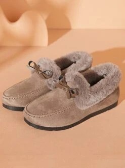 Winter Casual Non-Slip Furry Lined Flat Peas Shoes -Zolucky Sales Store 92ad10c9de2e41d877e174a192844d46