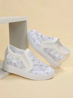 Sequins Floral Embroidered Lace Paneled Slip-On Wedge Shoes -Zolucky Sales Store 92afb0112a6f3cc8c73e4dd0e92b1152