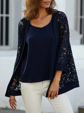 Casual Plain Lace Loose Two-Piece Set 8 Casual Plain Lace Loose Two-Piece Set - Image 8