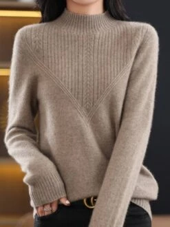 Casual Plain Half Turtleneck Yarn/Wool Yarn Sweater -Zolucky Sales Store 94fc4ee643175862186248976637970c