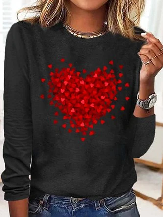 Women‘s Heart Simple Cotton-Blend Long Sleeve Top 2 Women‘s Heart Simple Cotton-Blend Long Sleeve Top - Image 2