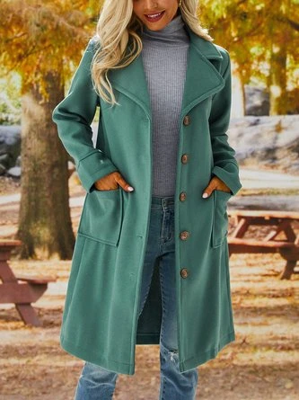 Solid Long Sleeve Cotton-Blend Overcoat 4 Solid Long Sleeve Cotton-Blend Overcoat - Image 4