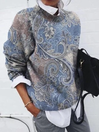 Casual Paisley Crew Neck Long Sleeve Loose Sweater 1 Casual Paisley Crew Neck Long Sleeve Loose Sweater