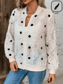 Jacquard Polka Dots Casual Jacket