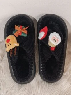Christmas Santa Claus Elk Bow Cross-strap Plush Slippers 28 Christmas Santa Claus Elk Bow Cross-strap Plush Slippers -Zolucky Sales Store 9721333409414765a2e7edabe897e9e6 1695263467639