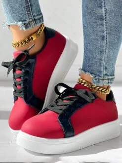 All Season Pu Contrast Stitching Casual Skate Shoes -Zolucky Sales Store 9762329c7ec522f136a5e4c311865467