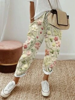 Loose Floral Casual Pants