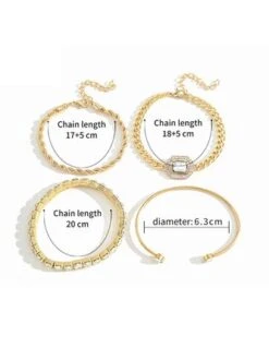 4pcs/set Rhinestone Metal Chain Bracelets Sets -Zolucky Sales Store 98a7770ce4d5e40c934109c77bdd5872