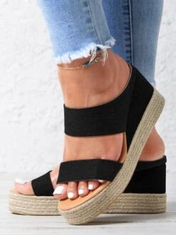 Beach Vacation Straw Wedges Sandals -Zolucky Sales Store 98bd9a3e6d330cb7b769f8acd218bf88