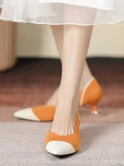 Women Minimalist Color-block Breathable Mesh Fabric Kitten Heel Pumps -Zolucky Sales Store 98d5d3d65c3a0e92ac5d3d2e9c1cb153