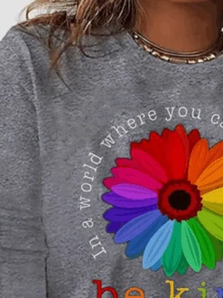 Plus Size Sunflower Crew Neck Loose T-Shirt -Zolucky Sales Store 98d60b57bad20d0a5614ce0080126455