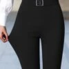 Basic Plain Pockets Legging Casual High Elasticity Tight Pants