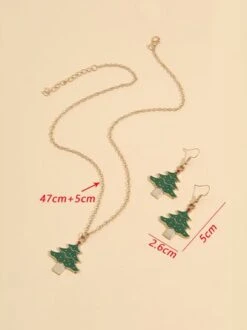 Simple Christmas Tree Earrings Necklace Xmas Necklace -Zolucky Sales Store 997c3246f068d728ad82a74dd309838d