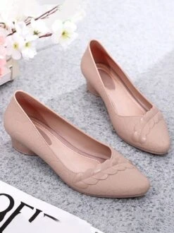 Comfortable Soft Sole Waterproof Pointed Toe Shallow Mouth Chunky Heel Shoes -Zolucky Sales Store 99898f7c8356cb44c103fccdca1a48e1