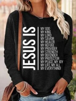 Womens Jesus Is My God Crew Neck Top